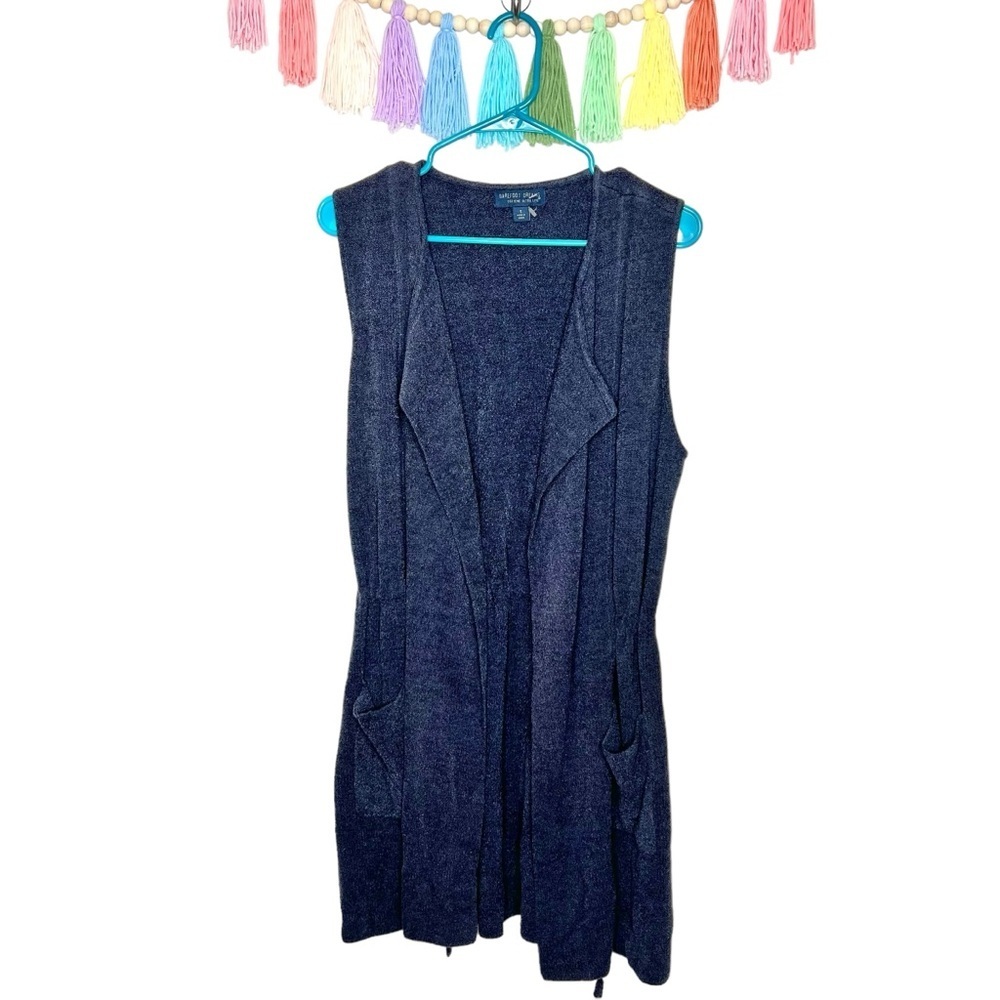 Barefoot Dreams Navy Blue Cozy Soft Sleeveless Cardigan Vest Size Small